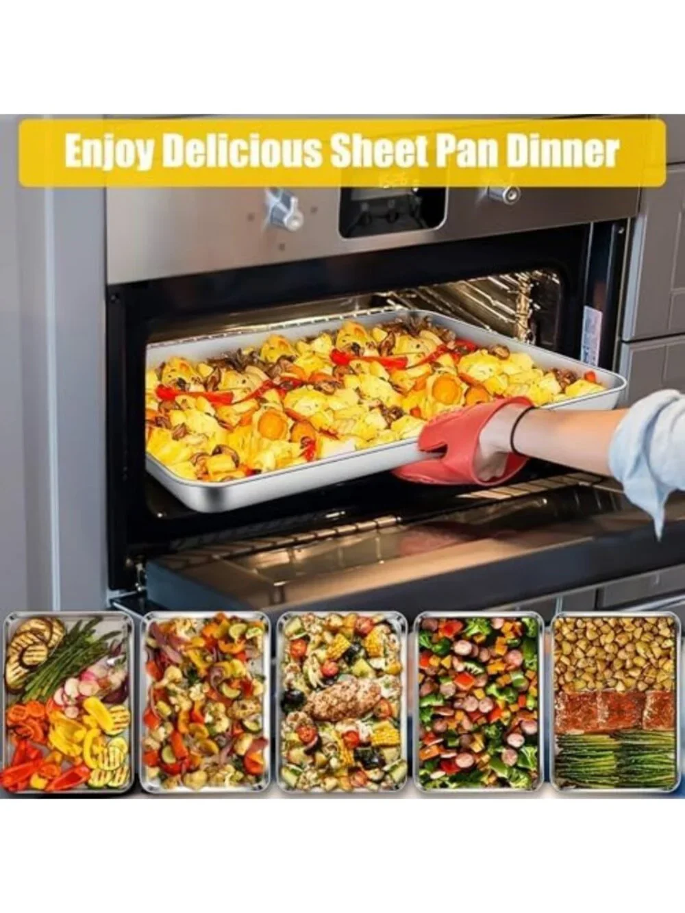 Heavy Duty Stainless Steel Baking Sheets Set - 3 Pack, 18x13 Inch, Kitchen